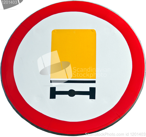 Image of road sign prohibiting truck