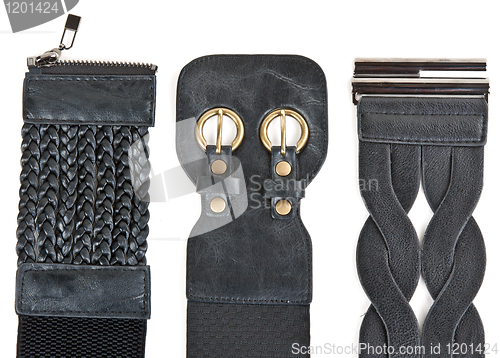 Image of Three black leather women's belt