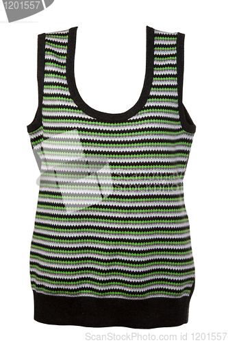 Image of warm waistcoat with green stripes