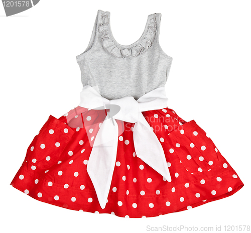 Image of Red baby dress in polka dots