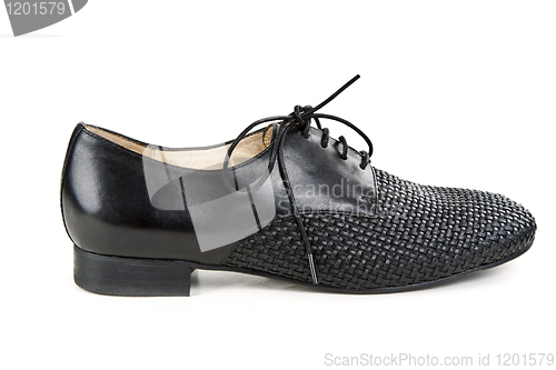 Image of stylish black leather shoes