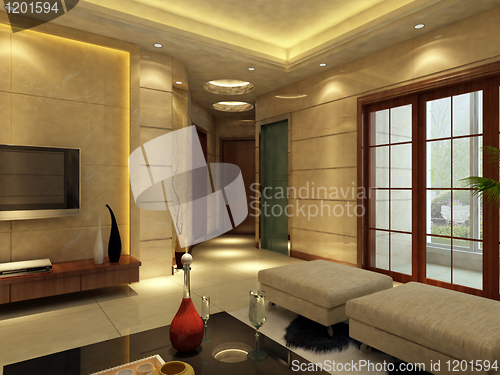 Image of Interior fashionable living-room rendering 