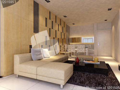 Image of Interior fashionable living-room rendering 