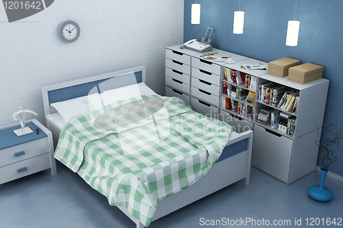 Image of rendering of home interior focused on bed room 