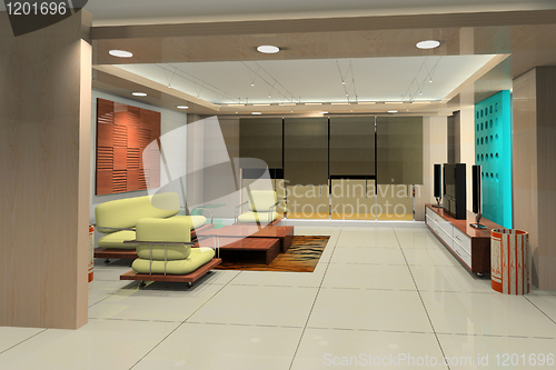 Image of Interior fashionable living-room rendering 