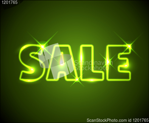 Image of Big green shining neon sale advertisement