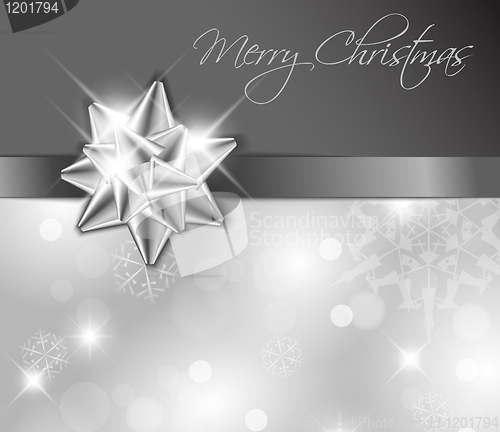 Image of Silver ribbon with bow - Christmas card