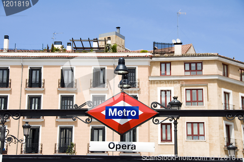 Image of metro sign Opera stop Madrid Spain