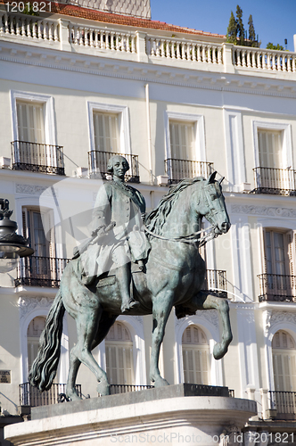 Image of statue Carlos III Pueta del Sol Madrid Spain