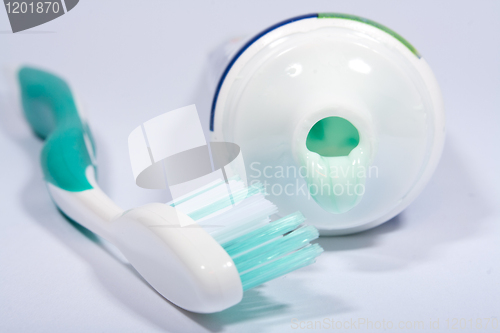 Image of toothbrush and toothpaste