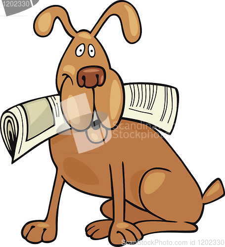 Image of Dog with newspaper