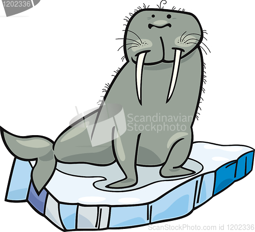 Image of cartoon Walrus on floating ice