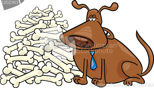 Image of dog with many bones