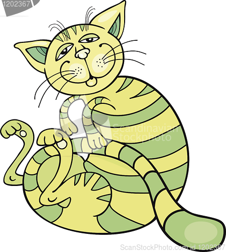 Image of happy green cat