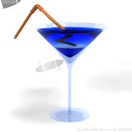 Image of Colored cocktail in glass with brown straw