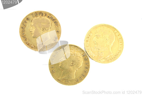 Image of Three gold coins with Napoleon