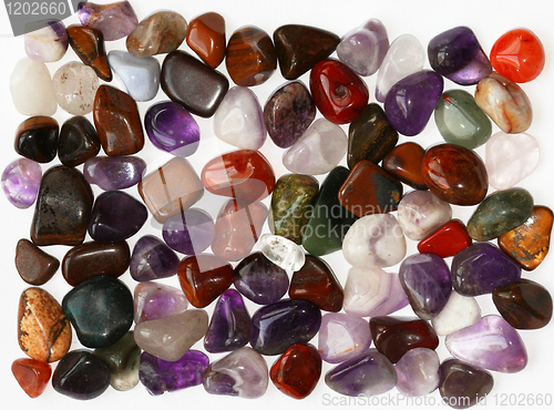 Image of Semiprecious stones on white background