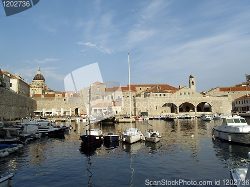 Image of Dubrovnik harbor at dawn