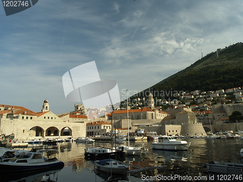 Image of Dubrovnik harbor at dawn