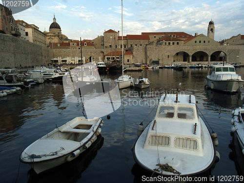 Image of Dubrovnik harbor at dawn