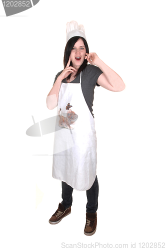 Image of  Cook girl yawing.