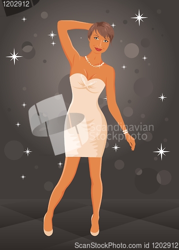 Image of cute dancing girl in dress