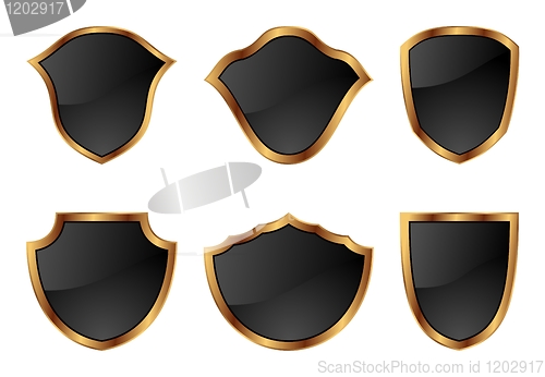 Image of set of shields in 6 different shapes