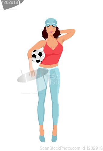 Image of active girl with ball isolated