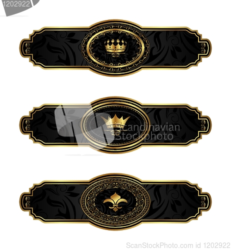 Image of set black-gold decorative frames