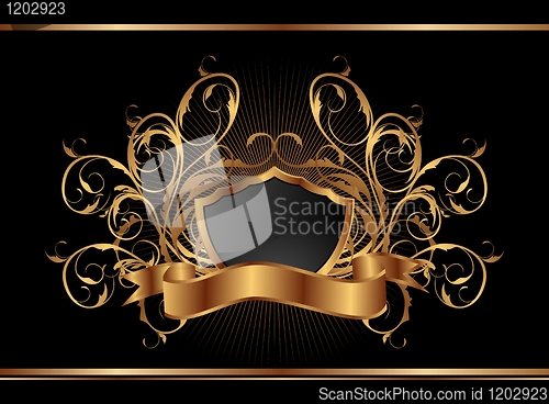 Image of golden ornate frame for design