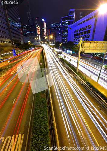 Image of traffic in city at night