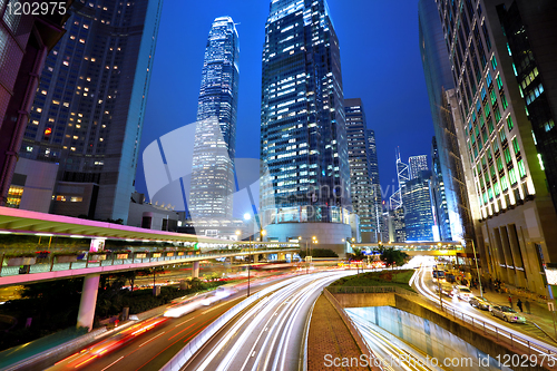 Image of traffic in city at night