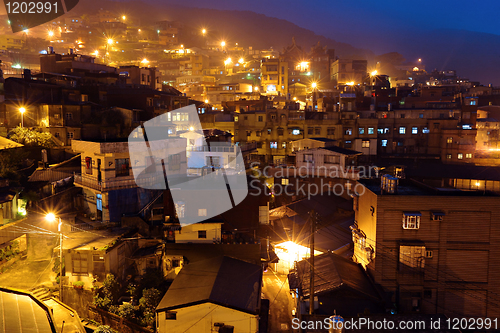 Image of jiu fen village at night, in Taiwan