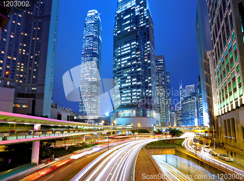 Image of traffic in city at night