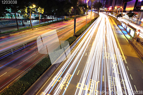 Image of moving cars at night