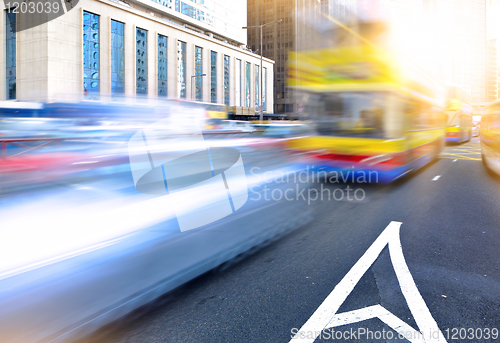 Image of traffic jam with motion blur