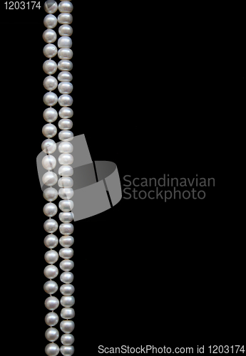 Image of White pearls on the black silk