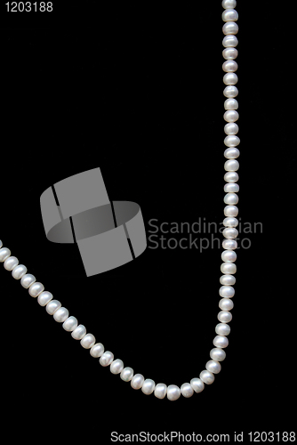 Image of White pearls on the black silk 