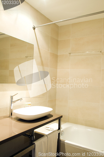 Image of modern bathroom three star hotel Barcelona Spain