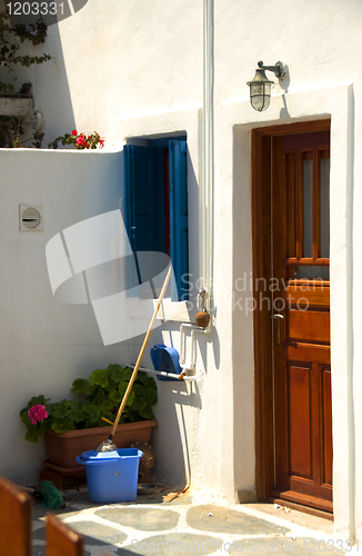 Image of typical street scene Greek Cyclades island residence