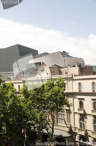 Image of facade rooftop view Liceu Grand Theater La Rambla Barcelona Spai