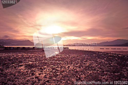 Image of Sea stones at sunset