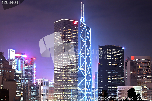 Image of office building at night in hong kong 