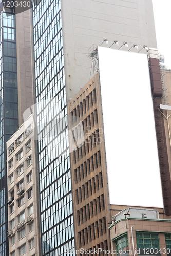Image of advertisement blank at a modern building outside