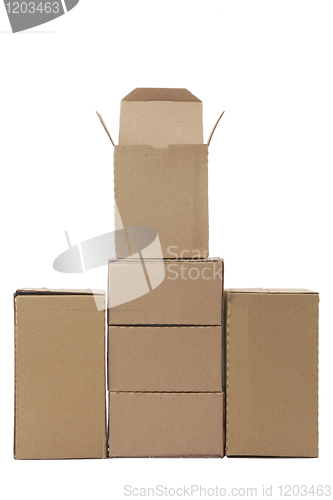 Image of Brown cardboard boxes arranged in stack