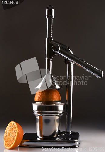 Image of Chrome Citrus Juicer and Orange Halves