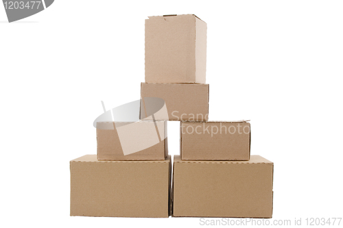 Image of Brown cardboard boxes arranged in stack