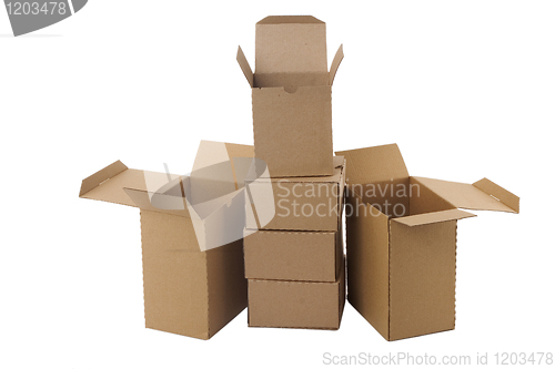 Image of Brown cardboard boxes arranged in stack