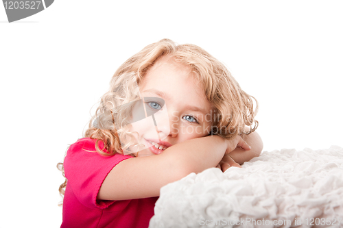 Image of Cute happy girl daydreaming