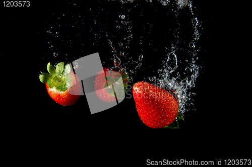 Image of strawberry in water